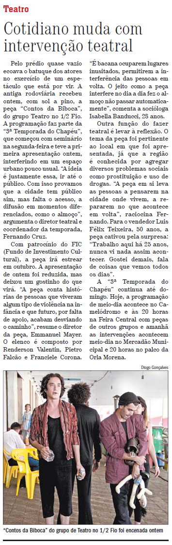 Jornal O Estado de MS fala mais um pouco sobre a Temporada do Chapéu 2012